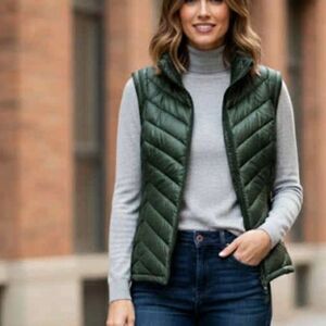 Calvin Klein Forest Green Puffer Vest, Women's Size Small